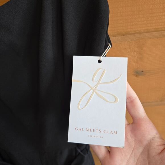 Gal Meets Glam Veronica Cap Sleeve Wide Leg Jumpsuit Black NWT Size 4 Tie Waist - Picture 5 of 6